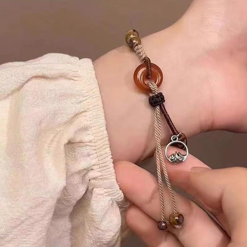 Отличительный Современный Китайский Янтарный Браслет Узел Мира Ручной работы Женский Для