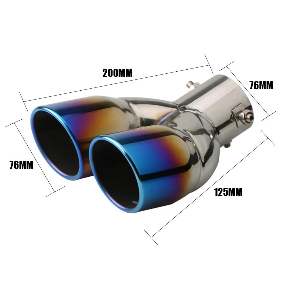 Bolt-on Dual Exhaust Tip Rolled Stainless Steel Square End One Change Two Double Slant Cut Tailpipe Muffler Tip 3 inch Inlet