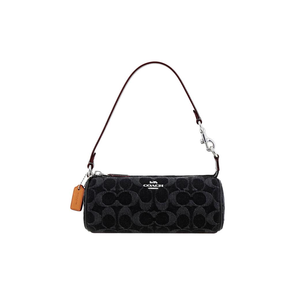 Coach Nolita 20 Модная Винтажная Сумка-тоут через плечо из Денима с Монограммой и Подписью, Гладкой Кожи Маленькая Женская сумочка Черная CP258-SVBK