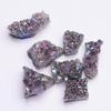 Electroplated Amethyst Cluster Crystal Ornament - Natural Purple Raw Stone Jewelry