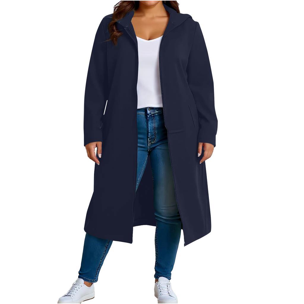 Women's Fashion Casual Plus Size Hooded Long-Sleeve Solid Jacket