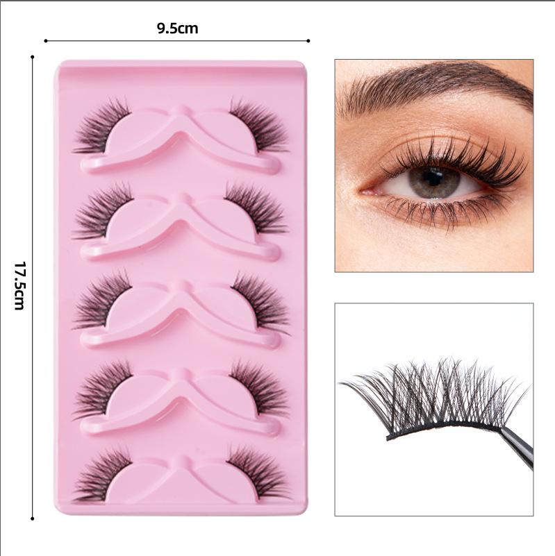 Натуральные самоклеящиеся накладные ресницы - 5 пар густых, длинных, отдельных ресниц для макияжа