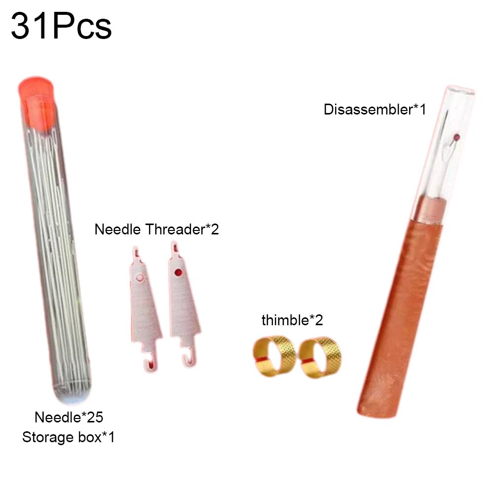 Набор швейных инструментов 31/34/37 шт., Иглы, Нитки, Инструменты для ручного ремонта, Набор для вышивания, Иглы, Нитевдеватель, Вспарыватель швов, Наперстки