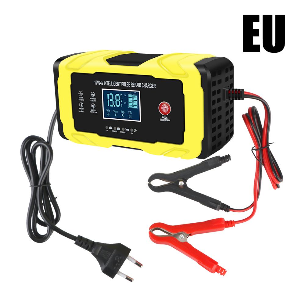 Зарядное устройство для аккумулятора автомобиля и мотоцикла, интеллектуальное импульсное быстрое зарядное устройство с цифровым ЖК-дисплеем, автоматический импульсный ремонт 12 В 12 А/24 В 6 А