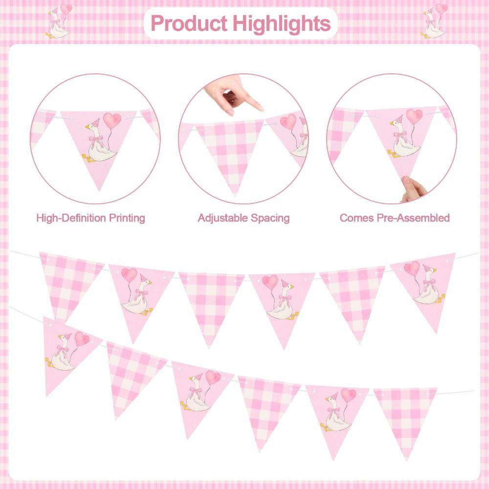 Pink Color One Silly Goose Party Triangle Banner Theme Design Goose Theme Garland  1st Birthday