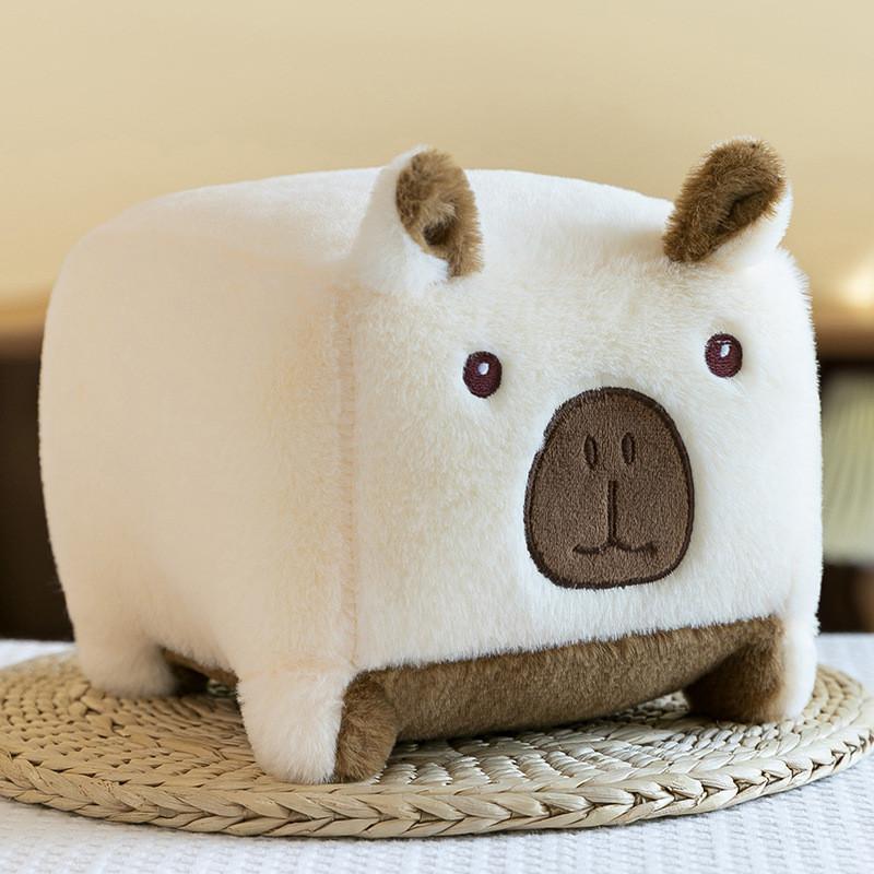 Square Capybara Plush Toy Cute Stuffed Animal Doll Cartoon Decoration Gift Kids