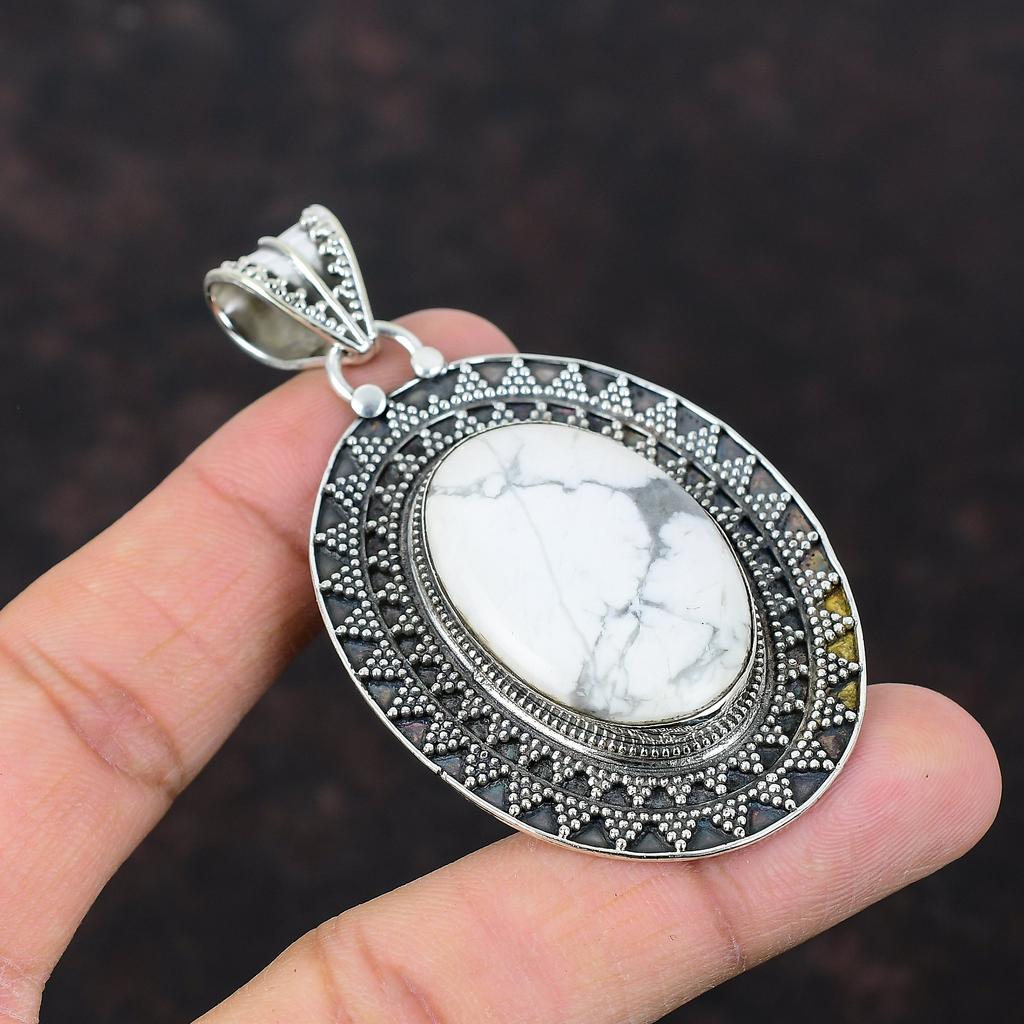 Подвеска из говлита ручной работы, уникальный дизайн, ювелирные изделия, подвеска из стерлингового серебра 925 пробы, ювелирные изделия из драгоценных камней высшего качества, винтажная подвеска для подарка на годовщину