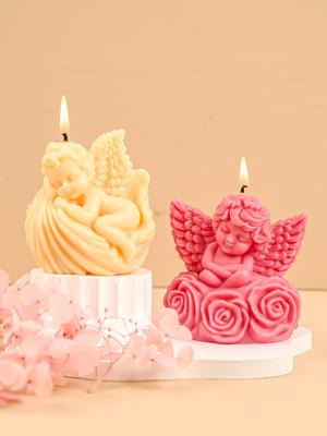 3D Rose Angel ароматизированная свеча силиконовая форма DIY цветок крылья мальчик ангел формы для мыла ручной работы гипсовая смола орнамент домашний декор подарок