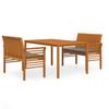 3 piece garden dining set with cushions solid acacia wood