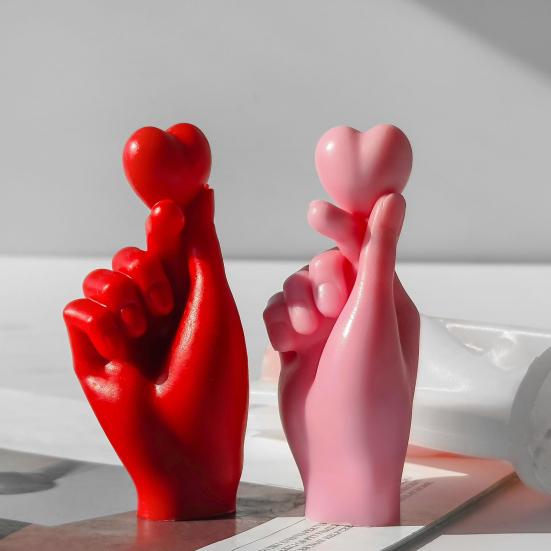 Силиконовая форма в виде руки в форме сердца ко Дню святого Валентина, антипригарная форма для свечей в форме сердца своими руками