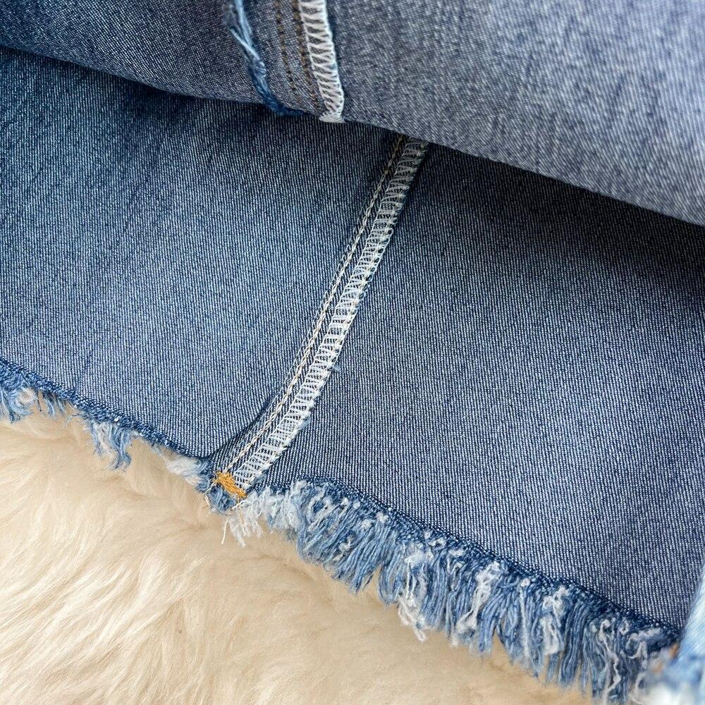 Женская джинсовая юбка с градиентным цветом, осенняя, в стиле ретро, с высокой талией, приталенная, А-силуэта, короткая юбка