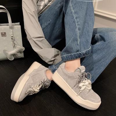 Пряничный домик~ Спортивная и повседневная женская обувь весна 2025 года, новая повседневная универсальная обувь для сноуборда на платформе с двойной шнуровкой