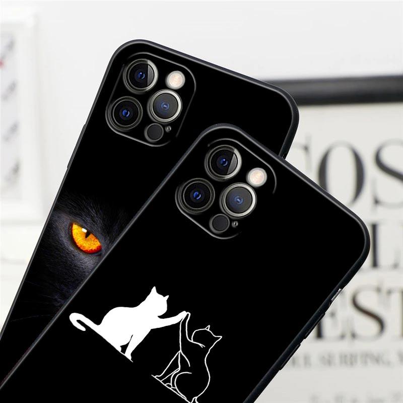 Черные Кошки Милый кот Привет Чехол для телефона Для Apple iPhone 16 15 14 13 12 11 Pro Max XR XS Max 7 8 Plus SE2 Задняя крышка Силиконовые чехлы