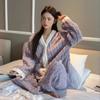 2PCS/Set Women Thickened Warm Fall Winter Pajamas Long-Sleeved Solid Flannel Striped Homewear Nursing Loungewear Ladies Clothes