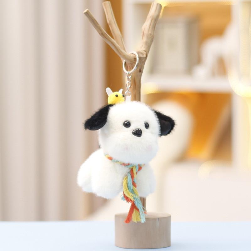 High-quality Plush Toy Bee Dog Doll Keychain In Orange White And Gray Colors For All Ages