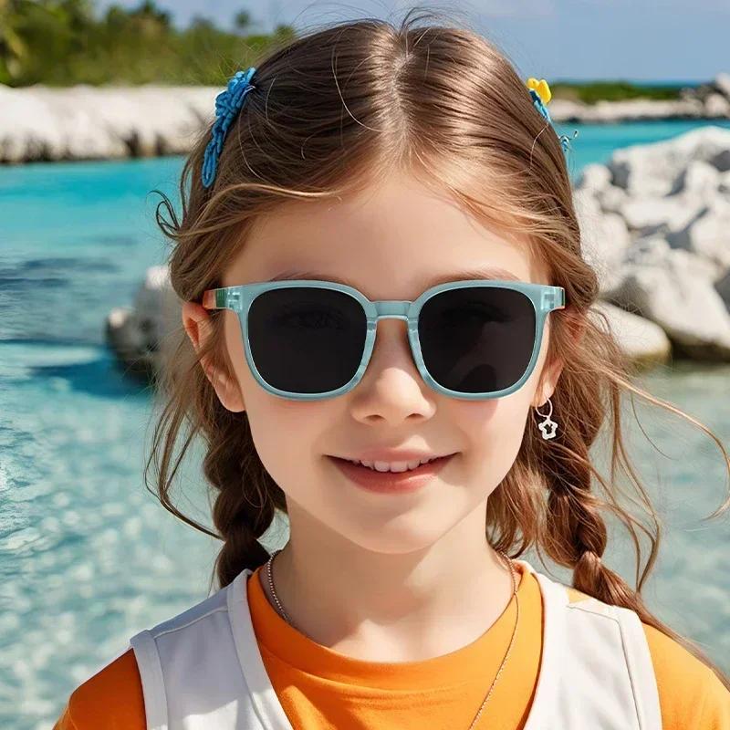 Fashion Kids TR90 Square Sunglasses Contrasting Colours Jelly Colorful Frame Polarized Lens UV400 Boys Girls Age 3-12