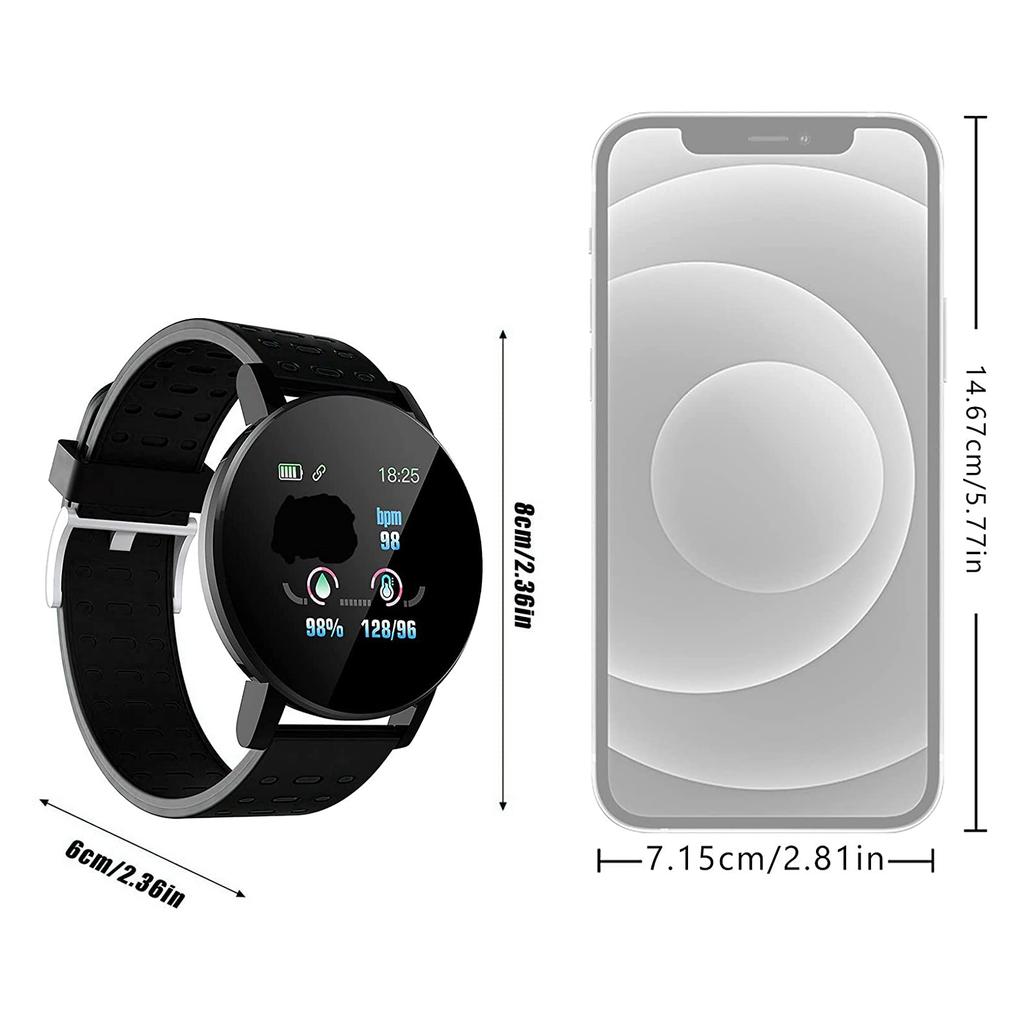 Умные часы 119 Plus для Android 4.4 и выше/iOS 8.0 и выше Спортивные часы