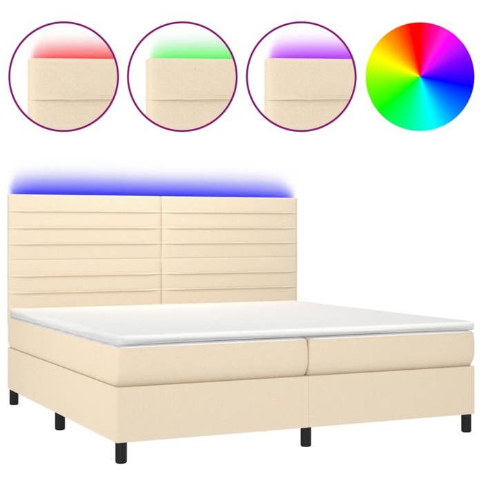 VidaXL Slatted Bed Base with Mattress and LED, Upholstered Bed, Double Bed, Adult Bedroom Interior Bed, 3134986