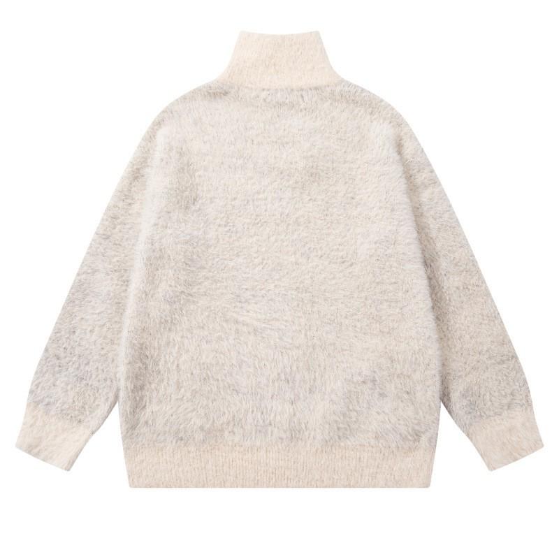 Unisex Vintage Knit Cardigan Oversized Loose Fit Sweater With Print