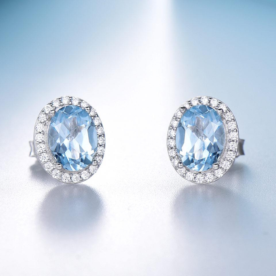 Umcho Розово-розовые/небесно-голубые серьги с сапфиром и морганитом