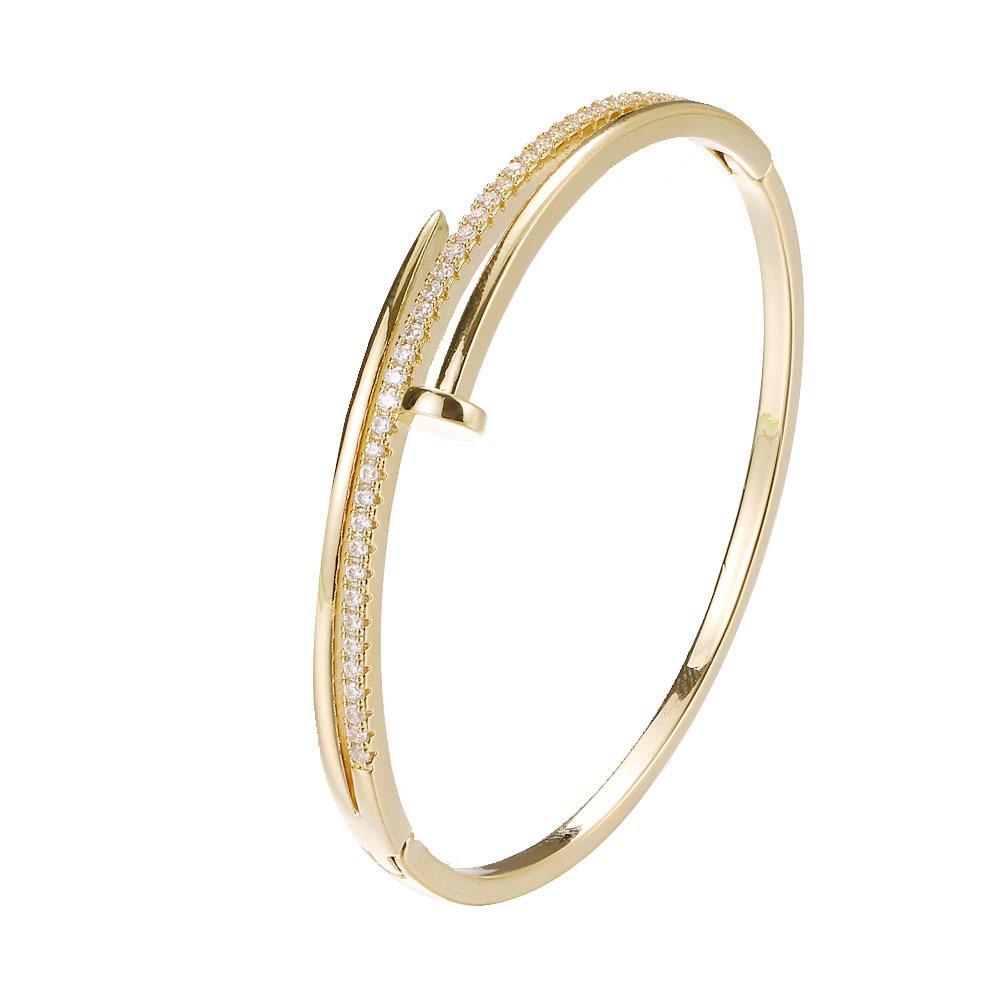 2026 Personalized Alloy Zircon Nail Bracelet European and American Light Luxury Niche Ins Style Design Opening