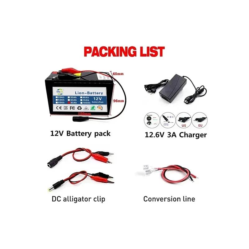 Upgrade 3S6P 18650 100Ah 12V Li Ion Battery Electric Vehicle Lithium Battery Pack Built-in BMS 30A High Current + Charger