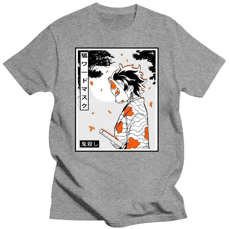 Футболка Kimetsu No Yaiba с изображением демона, рассекающего демонов, мужские хлопковые футболки, футболки с аниме-мангой, с коротким рукавом, модная уличная футболка большого размера