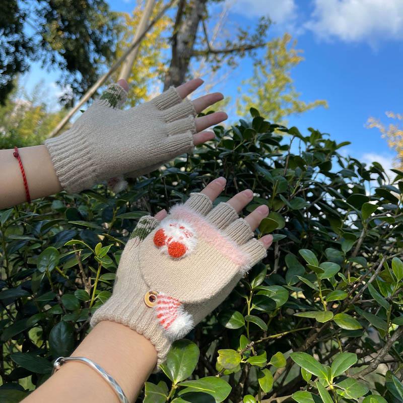 Winter Kids' Convertible Warm Gloves: Thick, Half-Finger Flip-Top for Boys & Girls, Perfect for Writing