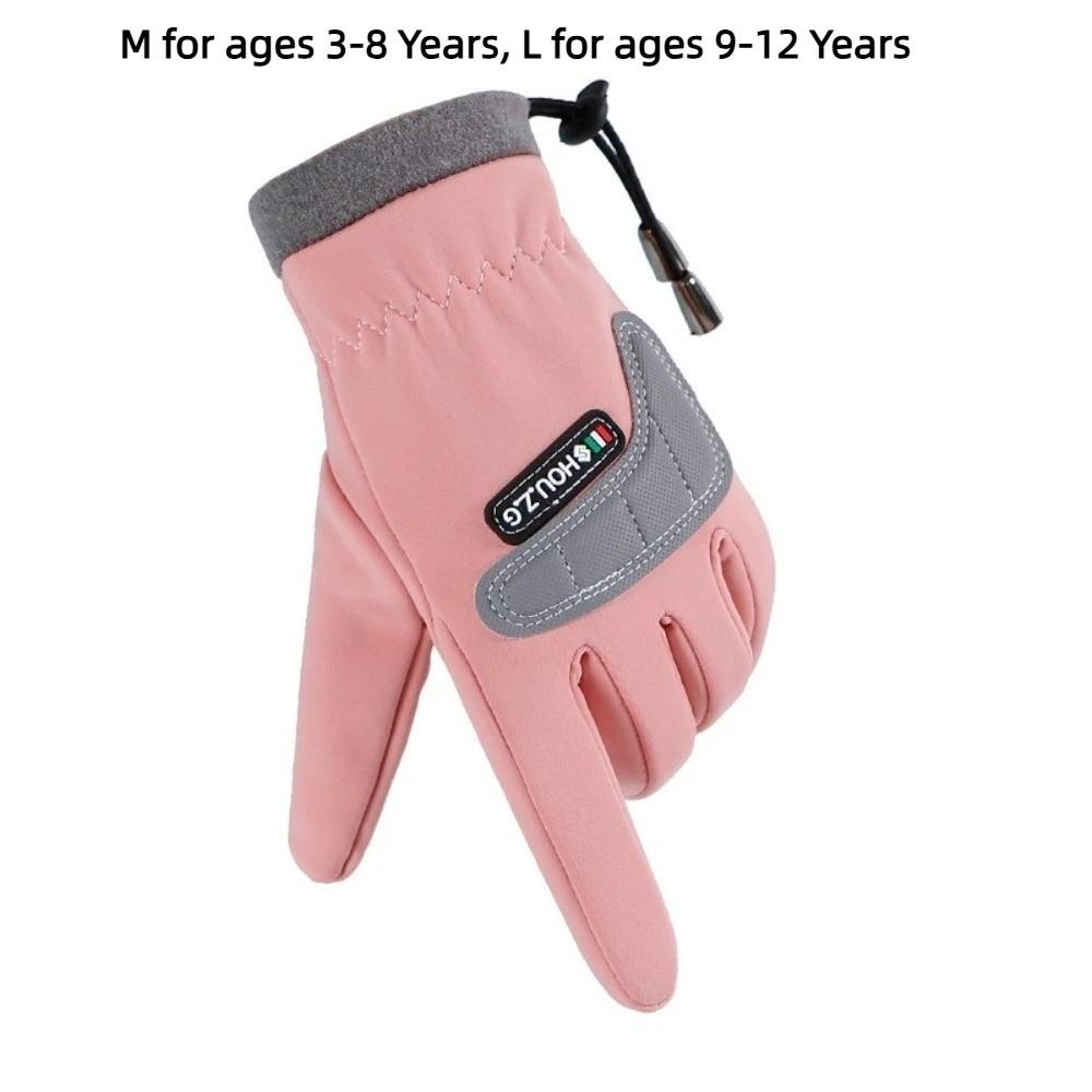 Drawstring Cycling Children's Gloves Keep Warm Fleece Lined Anti Slip Gloves Autumn Winter Style Thicken Outdoor Play Gloves