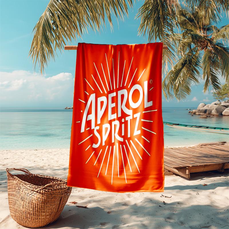 proof beach towel with Aperol Spritz pattern - soft,absorbent,quick-drying,machine washable - perfect for swimming,camping,bathing