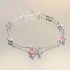 Luxury Zircon Rhinestone Flower Bracelet For Women Bangle Adjustable Wedding Party Fashion Jewelry Gift