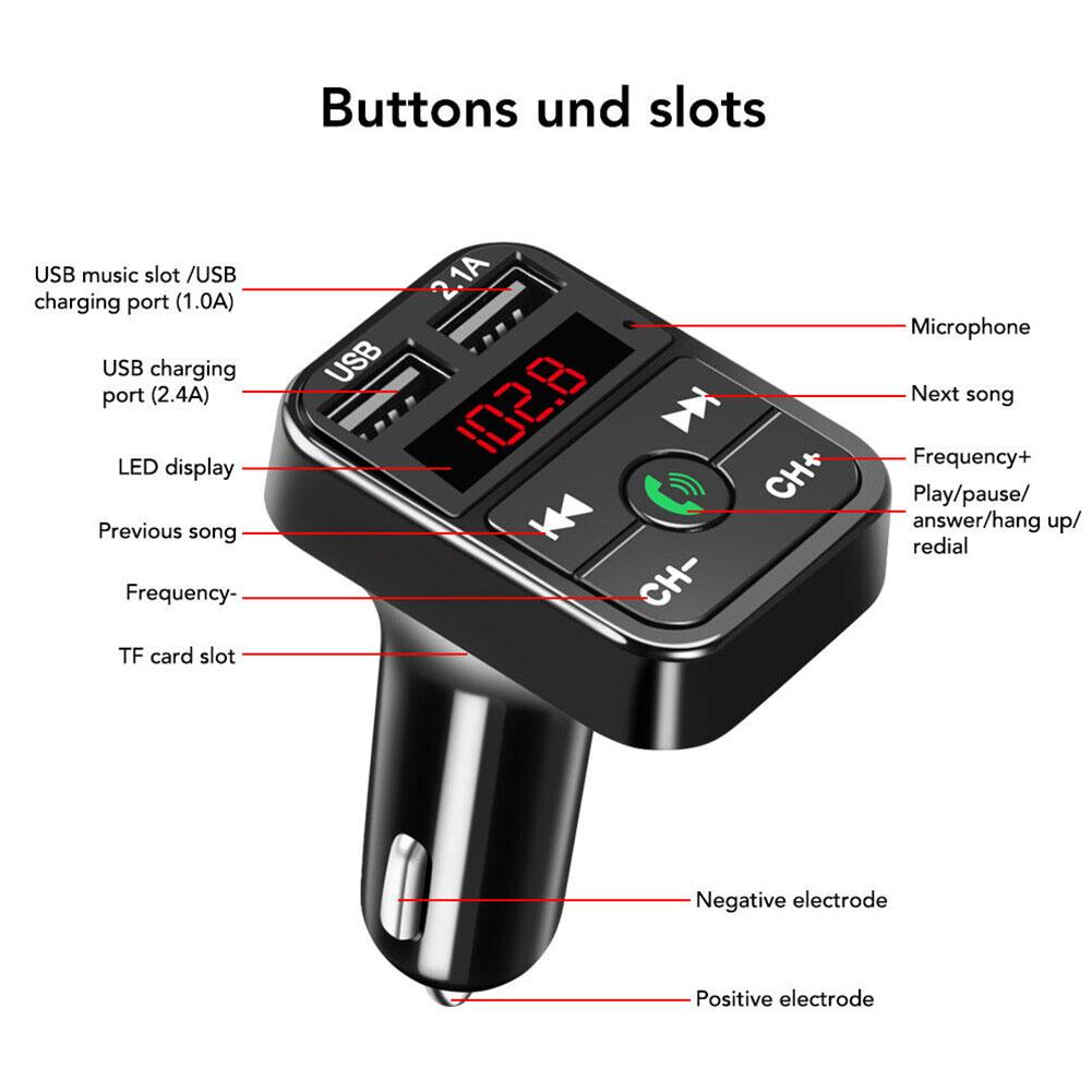 Автомобильный MP3 Handsfree беспроводной Bluetooth автомобильный комплект FM-передатчик TF карта ЖК-MP3-плеер Dual USB 2.1A автомобильное зарядное устройство зарядное устройство для телефона