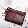 Genuine Leather Coin Purses for Men and Women Vintage Keychain Wallet with Card Holder Solid Color Small Zipper Clutch Purse