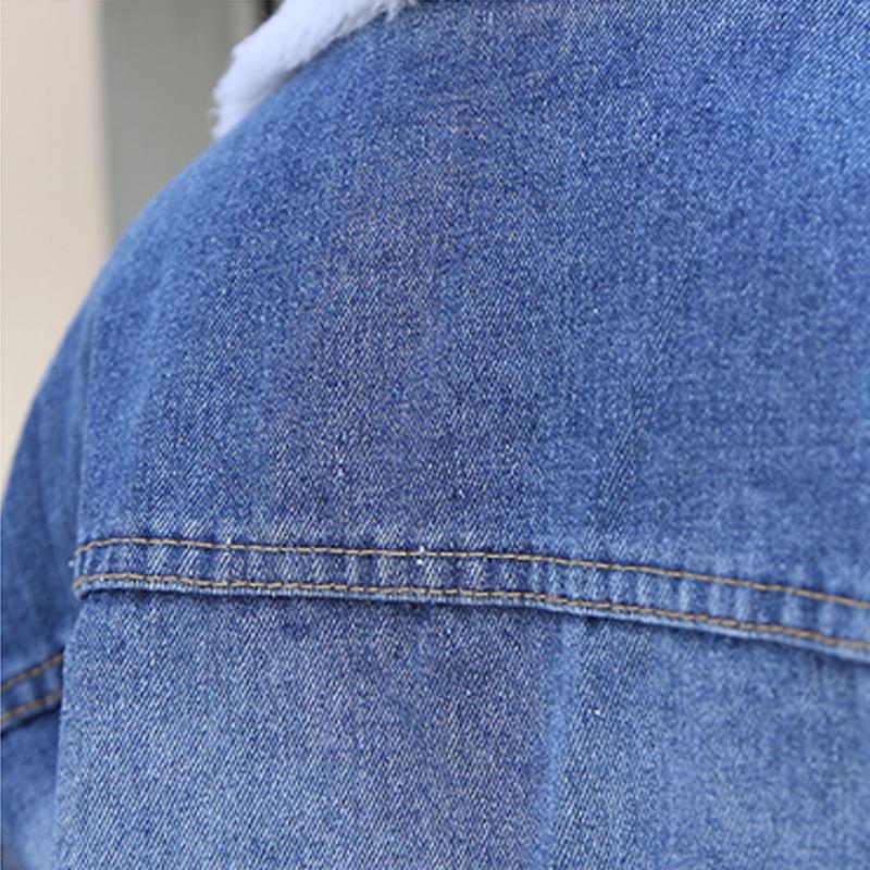 Теплая зимняя джинсовая куртка на меху, женская модная осенняя шерстяная подкладка, женские куртки-бомберы