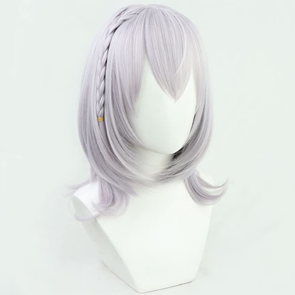 LAOBAO Noelle Silver Holy Knights Cosplay Gray Bob with Braids and Long Disguise Wig for School and Events Wig, Pigtails, Heat-Resistant, Parties,