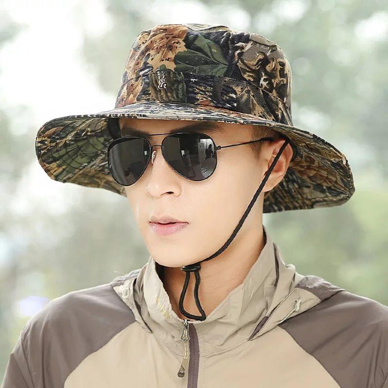 Hat Men's Summer Sunshade Sun Hat Outdoor Mountaineering Fishing Foldable Large Brimmed Fisherman's Hat Men's