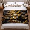 Boston Bruins Printed Flannel Blanket Custom Name Text Soft Warm Throw For Bedroom Holiday Gift