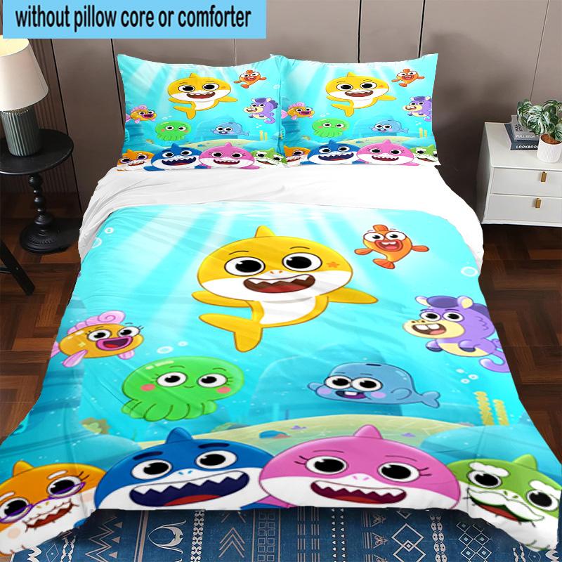 3PCS Cartoon Shark Dance Party 3pcs Bedding,Including 3PCS Duvet Cover And 2pcs Pillowcases Perfect for Christmas,Ideal for Bedroom, Dormitory