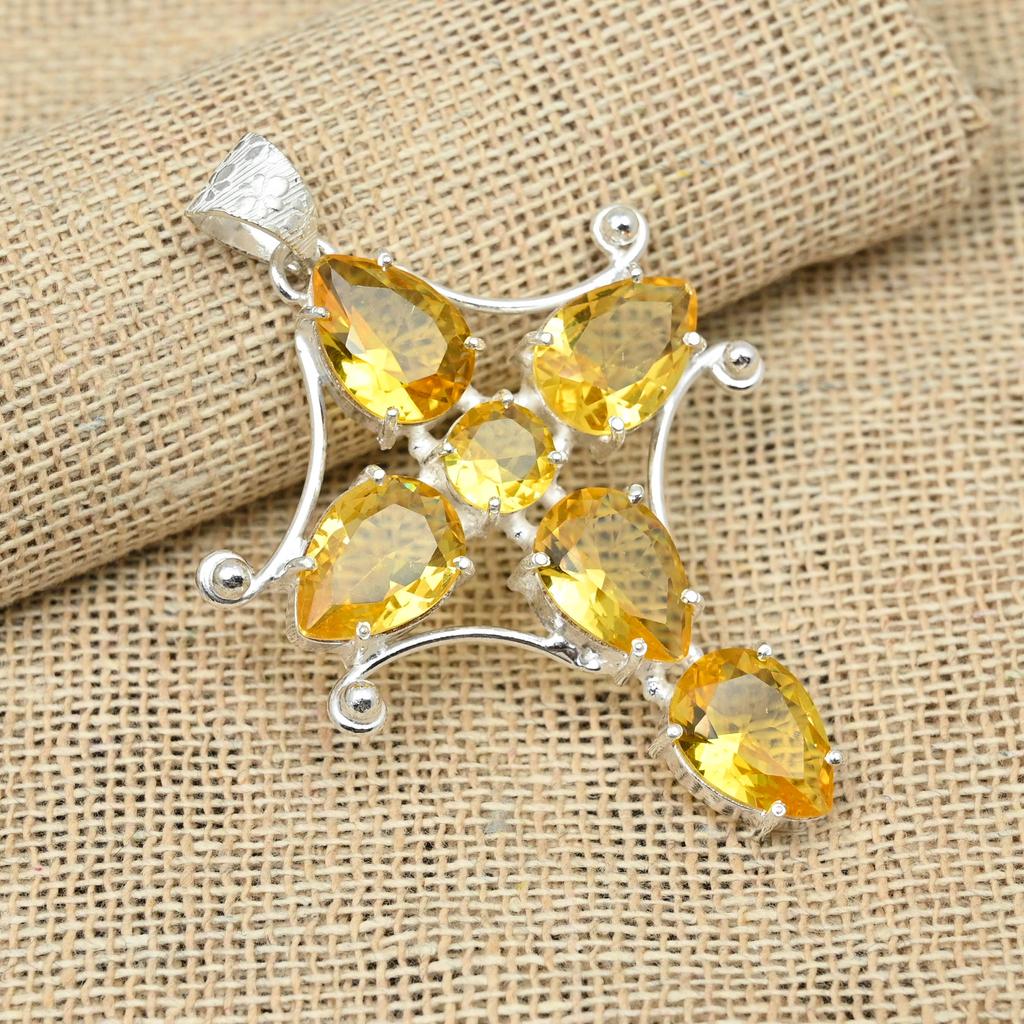 Красивый кулон ювелирных изделий ручной работы из стерлингового серебра 925 пробы с цитрином для нее