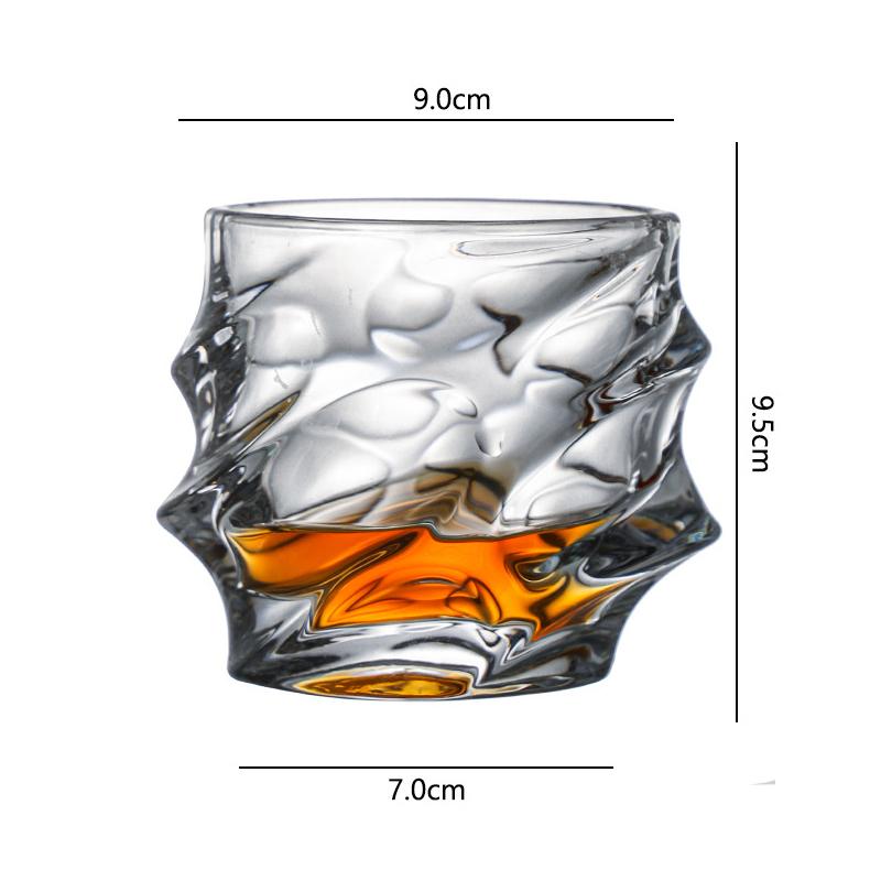 Retro Ice Shaped Glass Cup Different Styles Whiskey Glass Red Wine Glass Bar Creative Crystal Carved Wine Glass Drinking Glasses