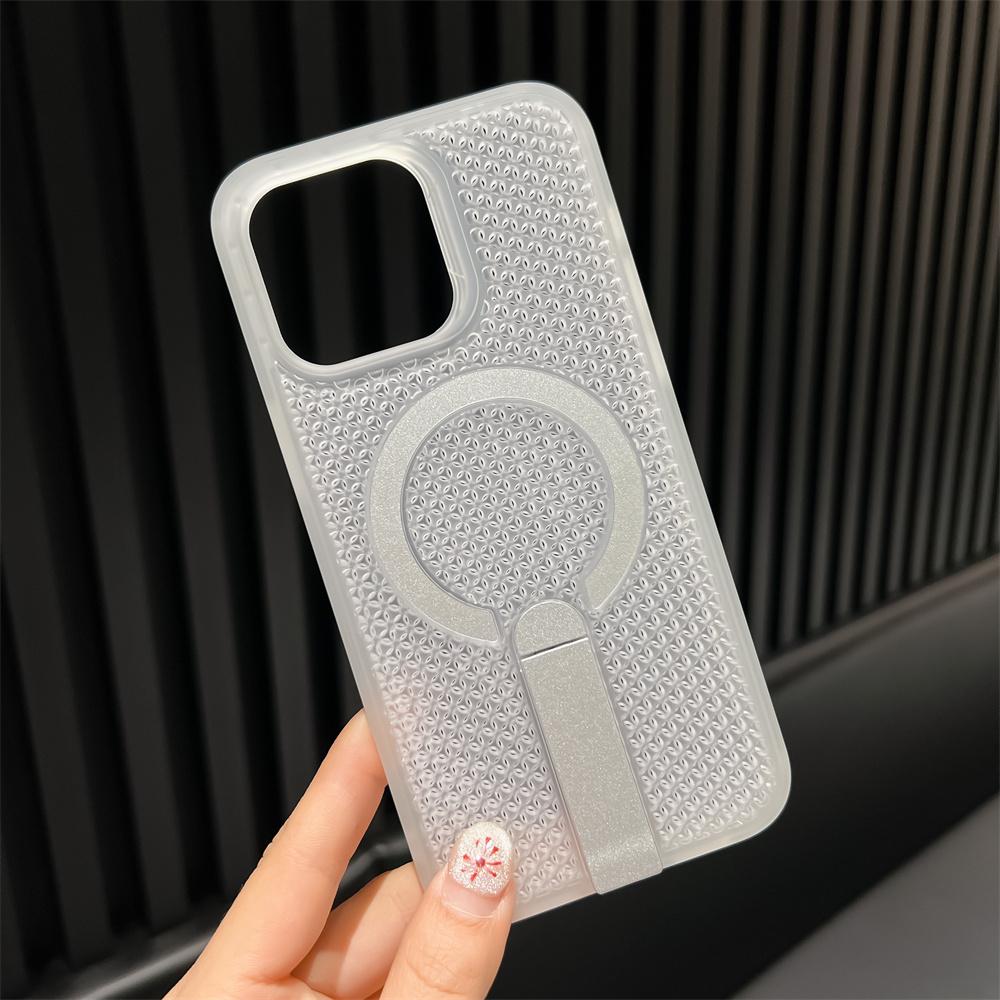 Heat Dissipation For Magsafe Magnetic Bracket Case For iPhone 17 Air 16 E 15 14 Plus 13 12 Pro Max 11 XR Breathable Stand Cover