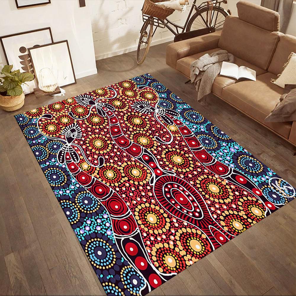 Australian Aboriginal Style 27 Floor Rug Office Rug Perfect for Kitchen Balcony Hallway Playrooms Anti-slip Rug Anime Office Decor