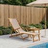 Foldable Sun Lounger Solid Eucalyptus Wood Beige