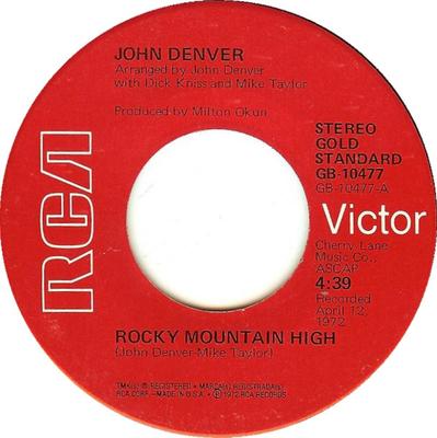 7-дюймовая пластинка ДЖОН ДЕНВЕР - Rocky Mountain High GB10477 RCA Victor - Япония Рок Б/У