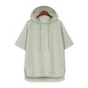 Women's Summer Plus Size Loose Solid Colour Round Neck Hooded Drawstring T-Shirt Sweatshirt Short Sleeve