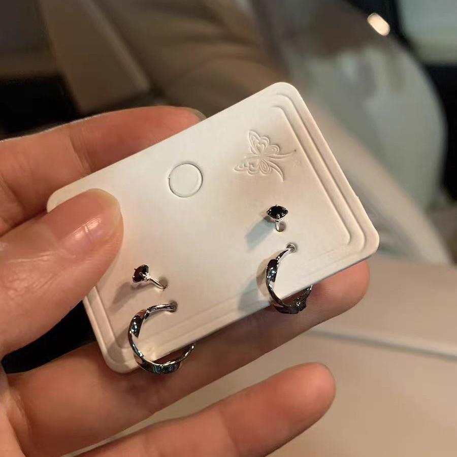 iF ME 4pcs/set Zircon Ear Buckles for Woman Hypoallergenic Stud Earrings Accessories Jewelry