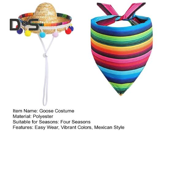 Комплект одежды мексиканского гуся для статуи гуся на лужайке, мексиканское сомбреро и шарф-бандана, праздничный костюм гуся для вечеринки в саду на Синко де Майо, патио и двор