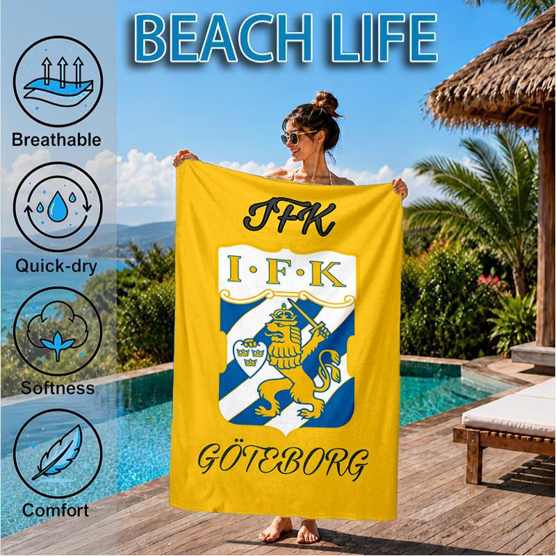Пляжное полотенце с эмблемой герба Ifk Lion, Быстросохнущее, Легкое в уходе, Подходит как для занятий фитнесом, так и для пляжного отдыха, Спортивный незаменимый аксессуар