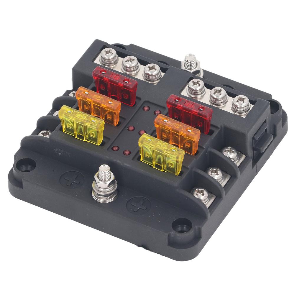 Блок предохранителей на 6 гнёзд ATC ATO, водонепроницаемый, 12 В?24 В постоянного тока со светодиодным индикатором для автомобиля