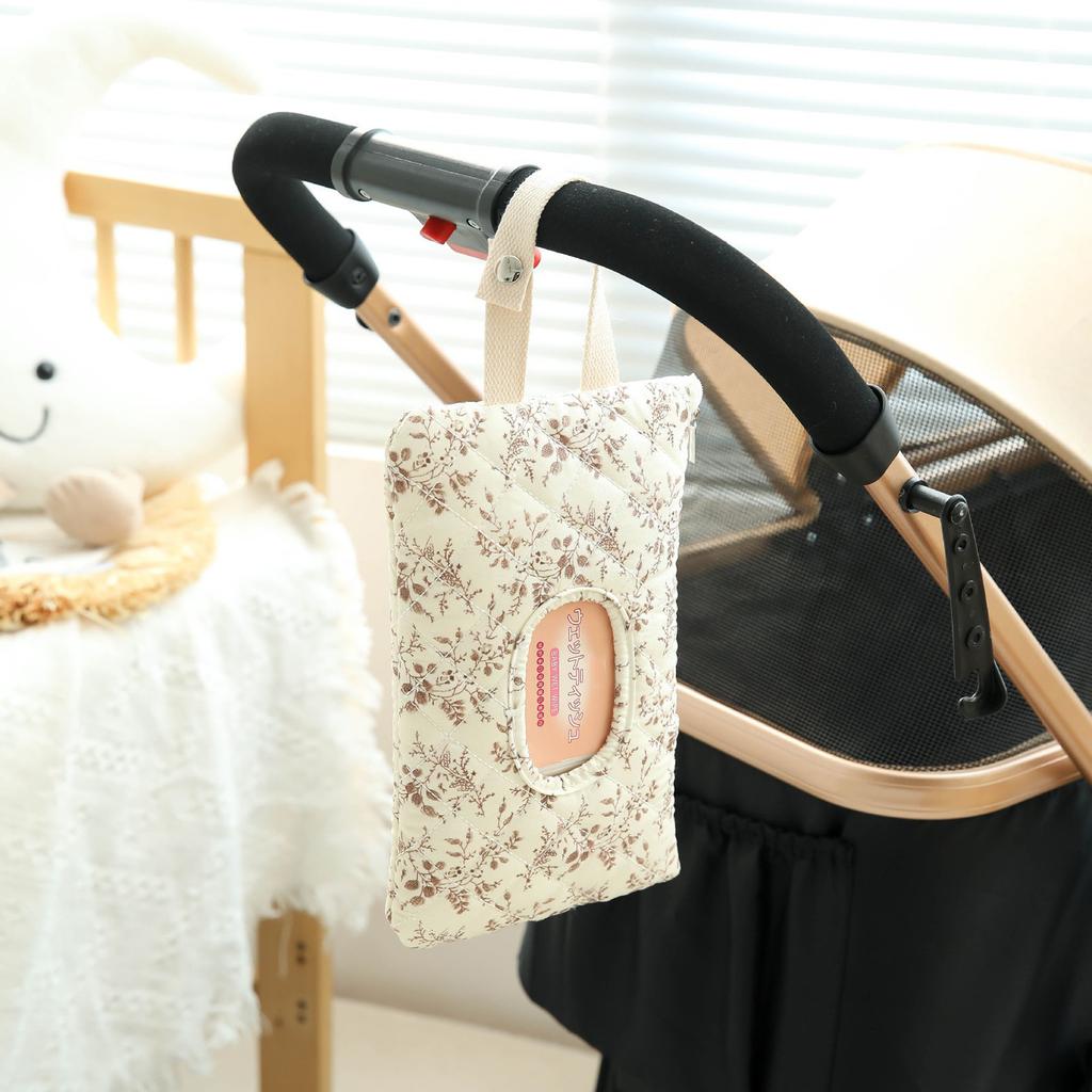 Wet Wipes Dispenser Bag Portable Hanging Storage Pouch Durable Polyester For Stroller Car Home Use